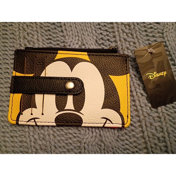 Handbags - Disney Mickey Mouse Buckle Down ID Wallet Yellow Red Vegan Leather New